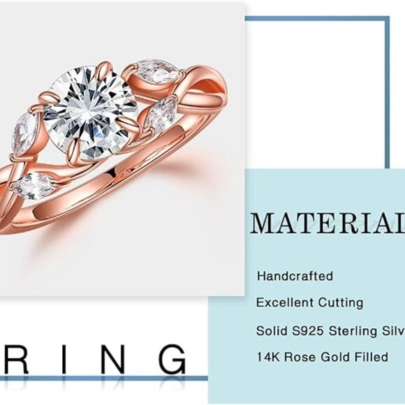 Willow Moissanite 1.2ct D Color VVS1 Clarity Lab Created Ring - Gold - Picture 4 of 4